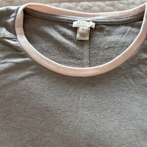 J. Crew Heather Gray Tee with Pink Collar